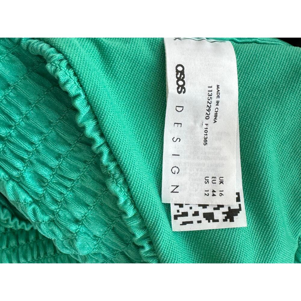 New ~ ASOS DESIGN Shirred Tie Front Triangle Bikini Top Size 12 - Picture 6 of 6